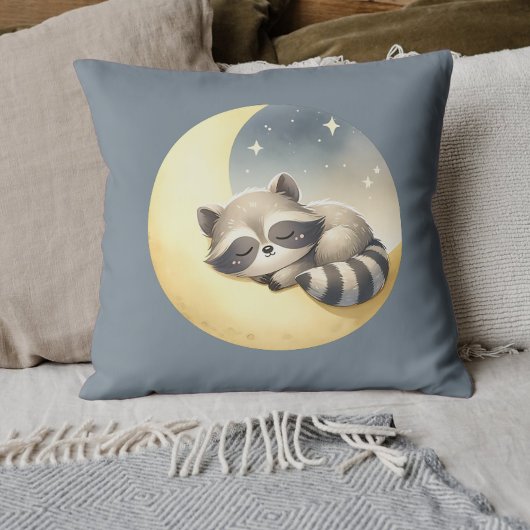 Raccoon op de Maan Schattige Rhyming Dier Kinder K Kussen