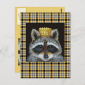 Raccoon op gele briefkaart (Voorkant / Achterkant)