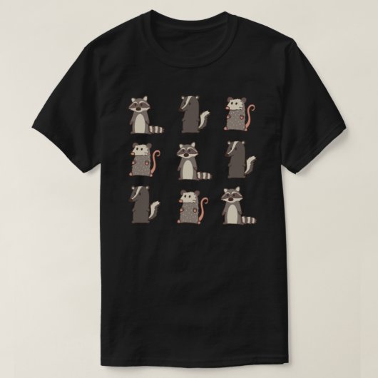 raccoon, opossum& stinkbossen vrienden 2 St. T-shirt (Design voorkant)