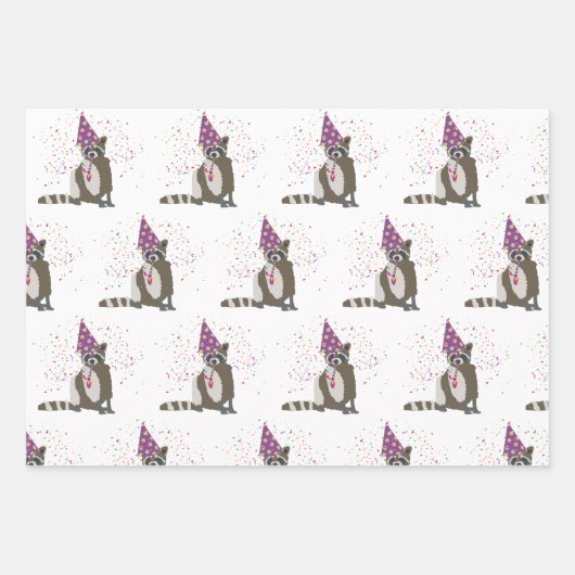 Raccoon partoon - dieren met partij inpakpapier vel (Voorkant)