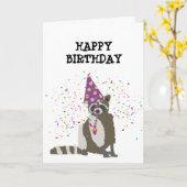 Raccoon partoon - dieren met partij kaart (Gele Bloem)