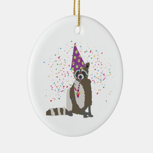 Raccoon partoon - dieren met partij keramisch ornament (Rechts)