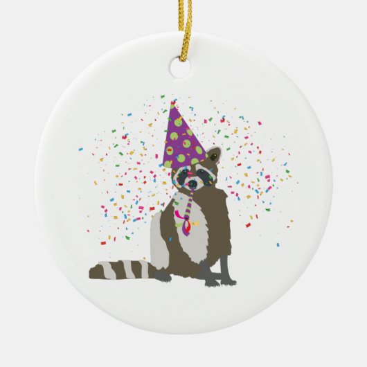 Raccoon partoon - dieren met partij keramisch ornament (Voorkant)