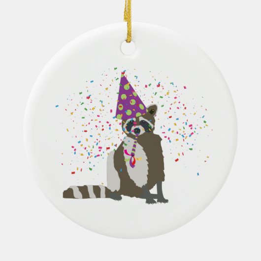 Raccoon partoon - dieren met partij keramisch ornament (Achterkant)