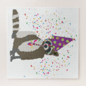 Raccoon partoon - dieren met partij legpuzzel (Horizontaal)