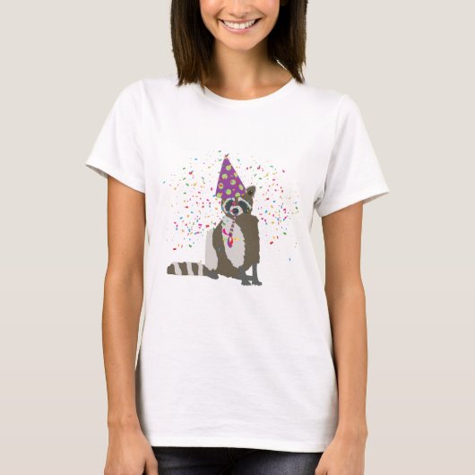 Raccoon partoon - dieren met partij t-shirt (Voorkant)