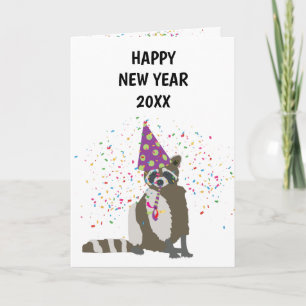 Raccoon partout - Dierenfeestdag nieuwe jaren Kaart