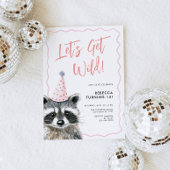 Raccoon Party Pet Let's Get Wild Birthday Kaart