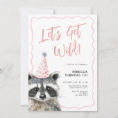 Raccoon Party Pet Let's Get Wild Birthday Kaart (Voorkant)