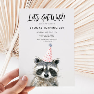 Raccoon Party Pet Woodland Verjaardag Kaart