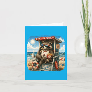 Raccoon Patrol Franse frietjes strand vintage humo Kaart