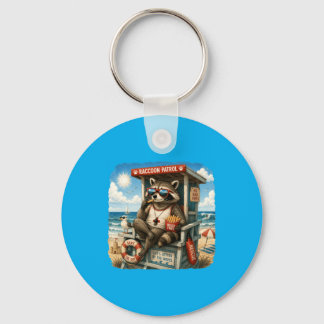 Raccoon Patrol Franse frietjes strand vintage humo Sleutelhanger