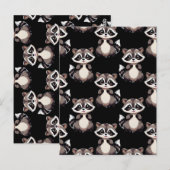 Raccoon Pattern Design Black Briefkaart (Voorkant / Achterkant)
