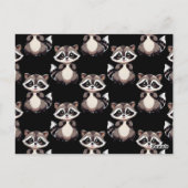 Raccoon Pattern Design Black Briefkaart (Achterkant)