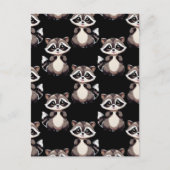 Raccoon Pattern Design Black Briefkaart (Voorkant)