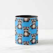 Raccoon Pattern Design Blue  Mok (Midden)