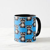Raccoon Pattern Design Blue  Mok (Voorkant rechts)