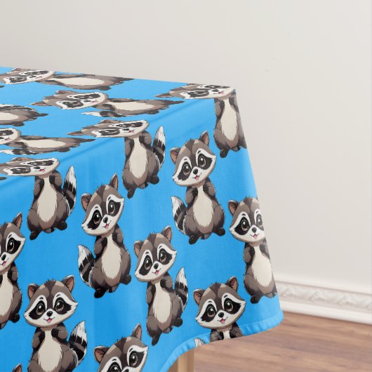 Raccoon Pattern Design Blue  Tafelkleed (Voorbeeld)
