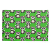 Raccoon Pattern Design Green  Kussensloop (Achterkant)