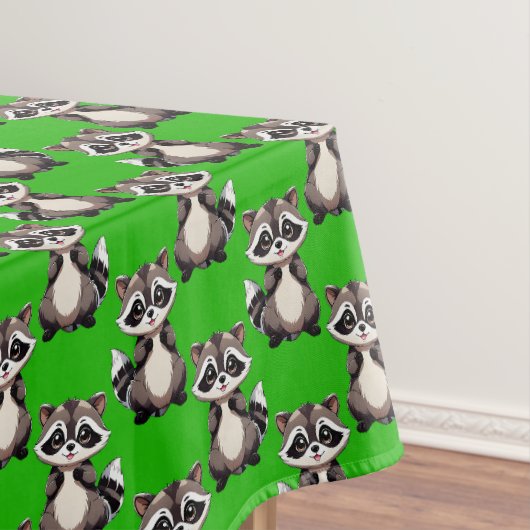 Raccoon Pattern Design Green  Tafelkleed (Voorbeeld)