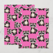 Raccoon Pattern Design Pink  Briefkaart (Voorkant / Achterkant)