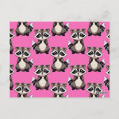 Raccoon Pattern Design Pink  Briefkaart (Achterkant)
