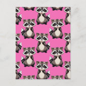 Raccoon Pattern Design Pink  Briefkaart (Voorkant)