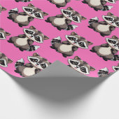 Raccoon Pattern Design Pink  Cadeaupapier (Hoek)