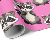 Raccoon Pattern Design Pink  Cadeaupapier (Rol Hoek)