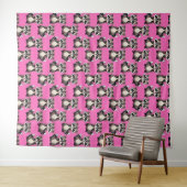 Raccoon Pattern Design Pink  Wandkleed (In Situ (horizontaal))