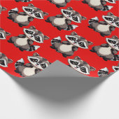 Raccoon Pattern Design Red  Cadeaupapier (Hoek)