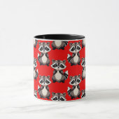 Raccoon Pattern Design Red  Mok (Midden)
