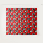 Raccoon Pattern Design Red  Wandkleed (Voorkant (horizontaal))