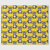 Raccoon Pattern Design Yellow  Cadeaupapier (Vlak)