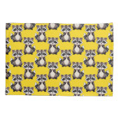 Raccoon Pattern Design Yellow  Kussensloop (Achterkant)