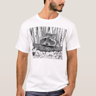 Raccoon Pen en inkttekening T-shirt