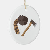Raccoon Pet & Ax Keramisch Ornament (Rechts)
