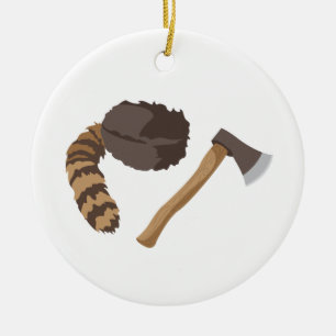 Raccoon Pet & Ax Keramisch Ornament