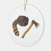 Raccoon Pet & Ax Keramisch Ornament (Links)