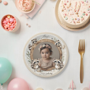 Raccoon Photo Lijst voor verjaardagsfeestjes voor  Papieren Bordje