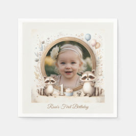 Raccoon Photo Lijst voor verjaardagsfeestjes voor Servet