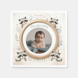 Raccoon Photo Lijst voor verjaardagsfeestjes voor Servet