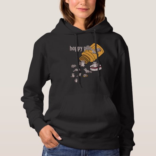 Raccoon Pills Animals Cute Happy Sarcastic Joke Hoodie (Voorkant)
