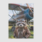 Raccoon Pilot Airplane Funny Birthday Decoupage Tissuepapier (Voorkant)