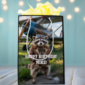 Raccoon Pilot Airplane Funny Photo Birthday Custom Medium Cadeauzakje