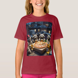 Raccoon pizza party t-shirt