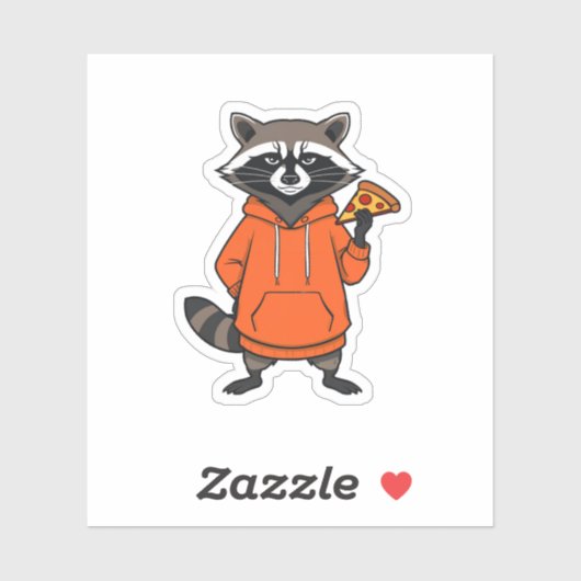 Raccoon Pizza Sticker – Cute Cartoon Scrapbooking  (Vel)