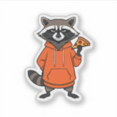 Raccoon Pizza Sticker – Cute Cartoon Scrapbooking  (Voorkant)