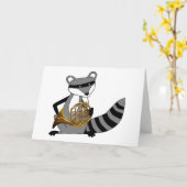Raccoon Playing the French Horn Kaart (Gele Bloem)