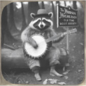 Raccoon Plays Banjo w/Gold lijst. Sticker (Voorkant)